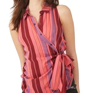 NWT Free People Mackenzie Wrap Button-Up Top SZS